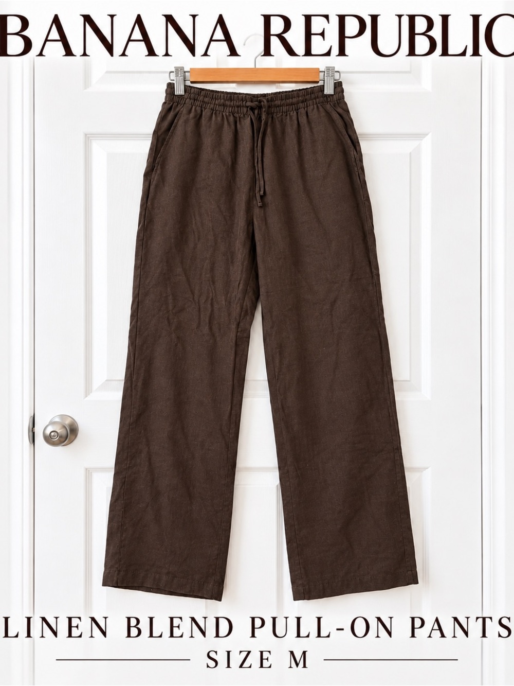 Banana Republic Brown Linen-Blend Pull-On Chinos